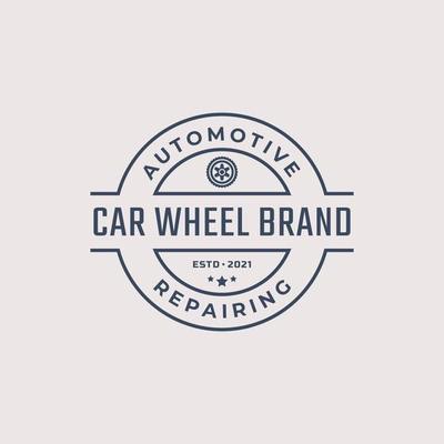 Vintage Retro Badge Emblem Logotype Car wheel Logo With Tire silhouette Design Linear Style