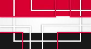 Abstract Geometric Square Stripes Lines Papercut Background with Flag of Yemen vector