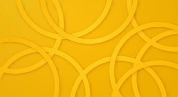 Abstract 3D Geometric Circle Stripes Lines Papercut Background with Yellow Colors Realistic Decoration Pattern vector