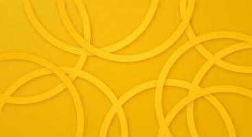 Abstract 3D Geometric Circle Stripes Lines Papercut Background with Yellow Colors Realistic Decoration Pattern vector