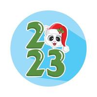 Happy new year 2023 with cat sticker vector