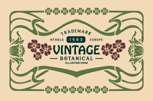 Art nouveau vintage floral label ornament illustrati vector