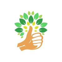 diseño de icono de logotipo de mano de árbol vector