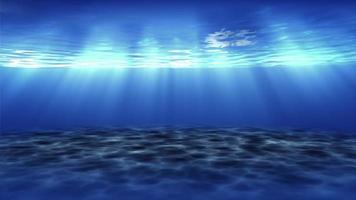 Realistic underwater scene with light rays. Blue decorative background. video