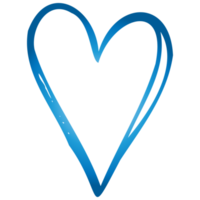 gemakkelijk blauw tekening hart. geïsoleerd ontwerp element voor Valentijnsdag dag, bruiloft, romantiek. transparant PNG clip art