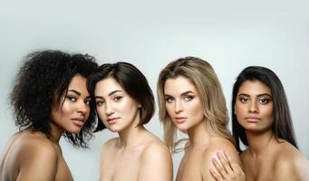 Multi-ethnic beauty and friendship. Group of beautdifferent ethnicity women. photo