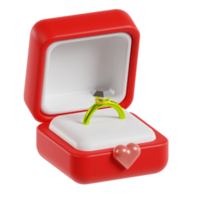 Ilustração 3D de uma caixa de anel em um fundo transparente png