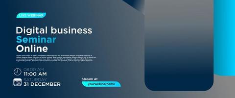 Webinar horizontal banner design template. Editable modern banner on blue background color. Can be used for banners, covers, and headers. vector
