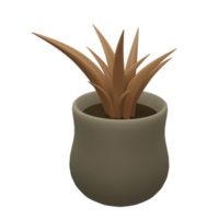 aloe vera no pote 3d render png