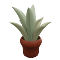 aloe vera no pote 3d render png