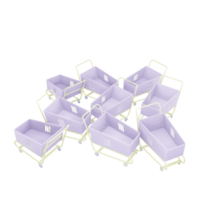 Scattered Trolley on the Floor 3D Render png
