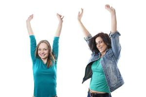 two women cheering photo