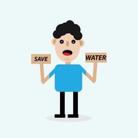 SAVE WATER CARTOON MESSAGE DESIGN vector