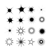 un conjunto de destellos de estrellas, luces centelleantes vector de estilo de contorno de línea solar