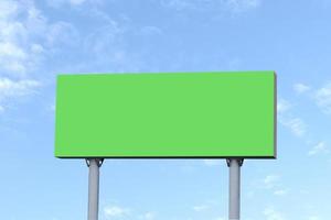 Outdoor billboard on blue sky background with green background mock up. clipping path photo