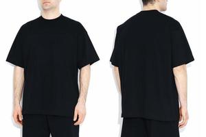 Isolated black t-shirt model front view photo