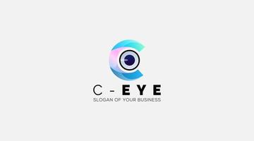 Eyes On Letter C Logo Design vector