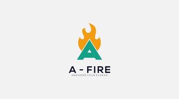 Initial Letter A fire logo Design vector illustration