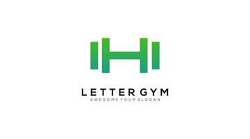 Initial H gym alphabet with a barbell logo design vector