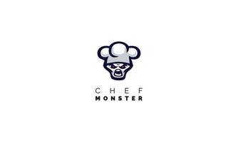 plantilla de diseño de logotipo de chef monstruo vector