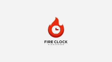 elemento de diseño de logotipo de vector de icono de reloj de fuego