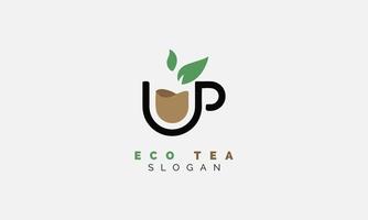 logotipo de café. concepto minimalista de logotipo de té con letra u vector