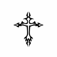 Christian Cross Symbol. Tribal Tattoo Design. Stencil Vector Illustration