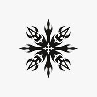 Black Mandala Symbol Logo on White Background. Stencil Decal Tattoo Design. Flat Vector Illustration.