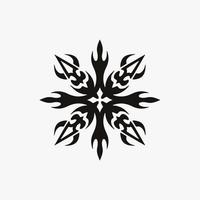 Black Mandala Symbol Logo on White Background. Stencil Decal Tattoo Design. Flat Vector Illustration.