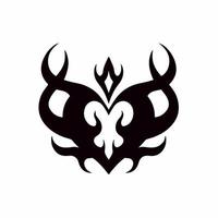 Heart Love Symbol Logo on White Background. Tribal Stencil Tattoo Design Concept. Flat Vector Illustration.