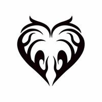 Heart Love Symbol Logo on White Background. Tribal Stencil Tattoo Design Concept. Flat Vector Illustration.