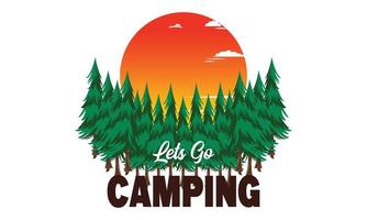 vector de camping y diseño de arte de línea de ilustración.