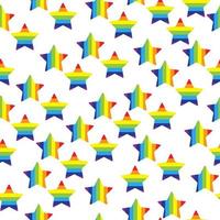 patrón de arco iris sin costuras de estrellas de rayas brillantes en una ilustración de vector de fondo blanco