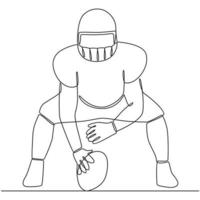 American Football player continuous line drawing vector line art