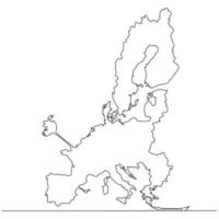 Continuous line drawing of map Brexit Europe Union without UK vector line art illustration