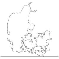 Continuous line drawing of map Denmark vector line art illustration