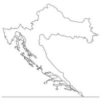 Continuous line drawing of map Croatia vector line art illustration