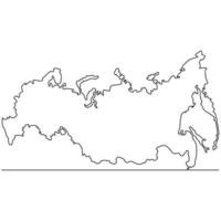 Continuous line drawing of map Russia vector line art illustration