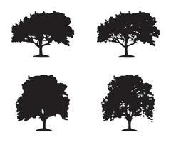 vector de silueta de árbol. siluetas de árboles forestales aislados en negro sobre fondo blanco. conjunto de vectores de siluetas de árboles