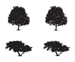 vector de silueta de árbol. siluetas de árboles forestales aislados en negro sobre fondo blanco. conjunto de vectores de siluetas de árboles