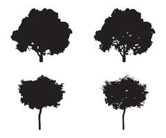 Tree silhouette vector. Isolated forest trees silhouettes in black on white background. Vector set of silhouettes of trees