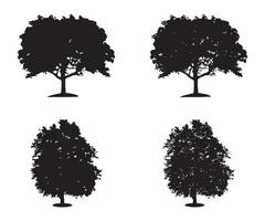 Tree silhouette vector. Isolated forest trees silhouettes in black on white background. Vector set of silhouettes of trees