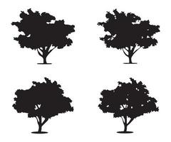 Tree silhouette vector. Isolated forest trees silhouettes in black on white background. Vector set of silhouettes of trees