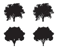 vector de silueta de árbol. siluetas de árboles forestales aislados en negro sobre fondo blanco. conjunto de vectores de siluetas de árboles
