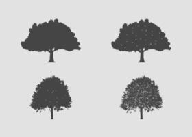 vector de silueta de árbol. siluetas de árboles forestales aislados en negro sobre fondo blanco. conjunto de vectores de siluetas de árboles