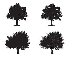 vector de silueta de árbol. siluetas de árboles forestales aislados en negro sobre fondo blanco. conjunto de vectores de siluetas de árboles