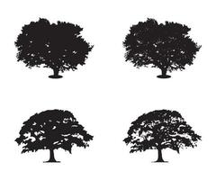 vector de silueta de árbol. siluetas de árboles forestales aislados en negro sobre fondo blanco. conjunto de vectores de siluetas de árboles