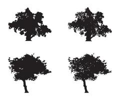 vector de silueta de árbol. siluetas de árboles forestales aislados en negro sobre fondo blanco. conjunto de vectores de siluetas de árboles