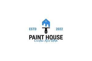 Flat paint brush house logo design vector illustration