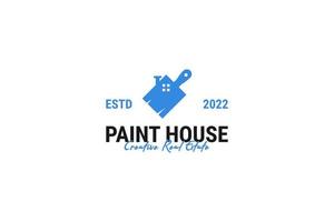 Flat paint brush house logo design vector illustration